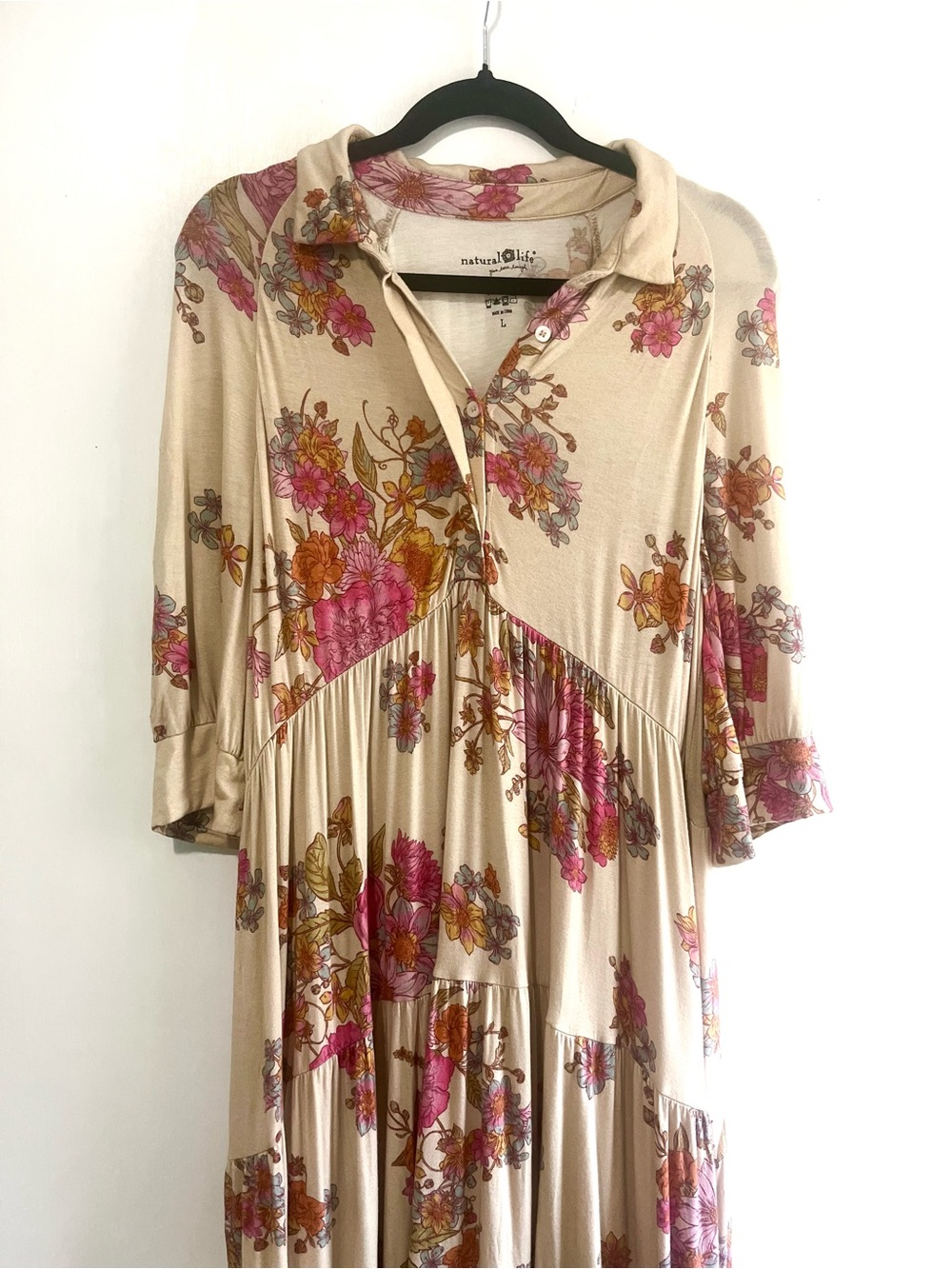 NWOT Natural Life Short Sleeve Floral Maxi Dress - Picture 3 of 7